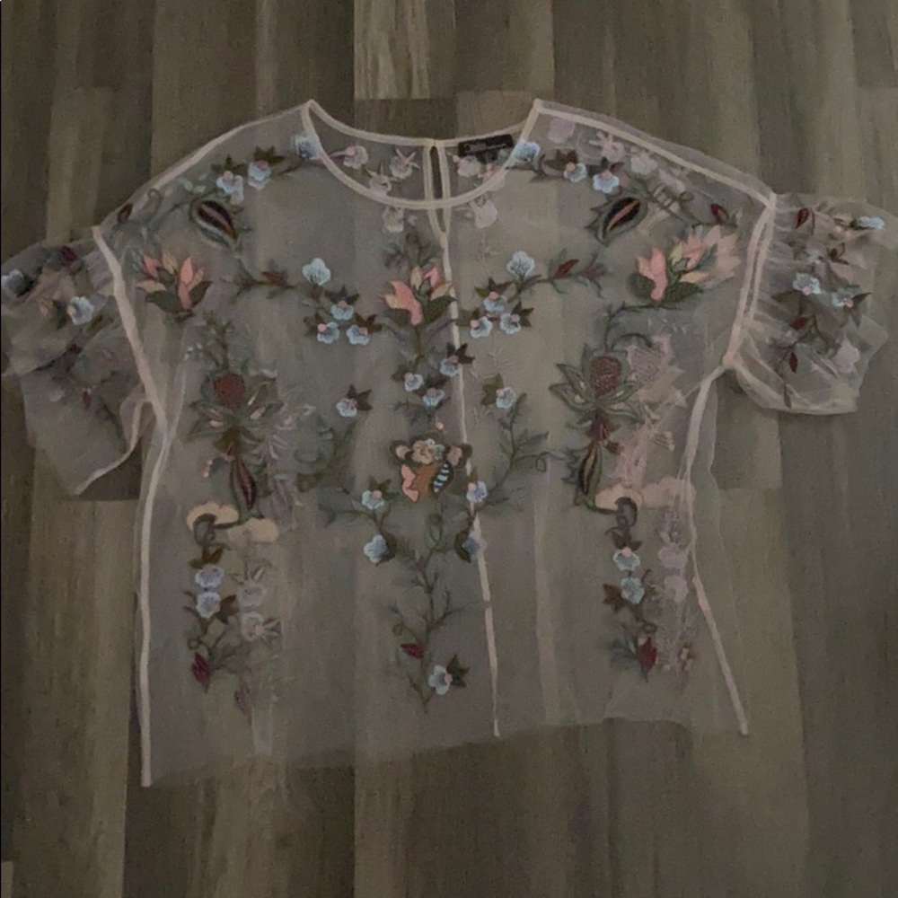 Embroidered sheer blouse